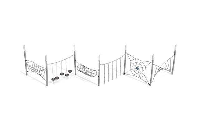 3D rendering af Dschungelspielplätze - Acrobat Hindernisparcours 5 grau/schwarz