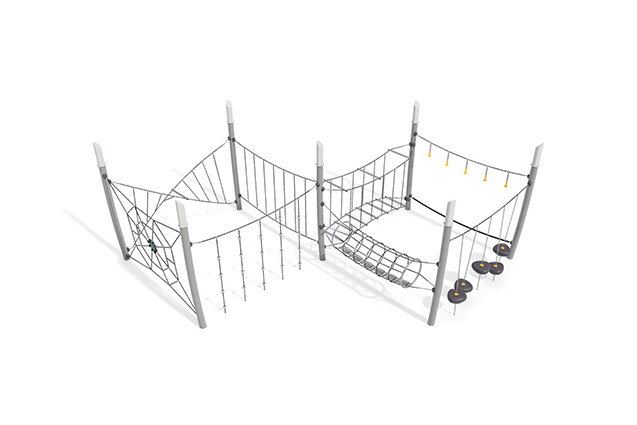3D rendering af Dschungelspielplätze - Acrobat Hindernisparcours 6 grau/schwarz