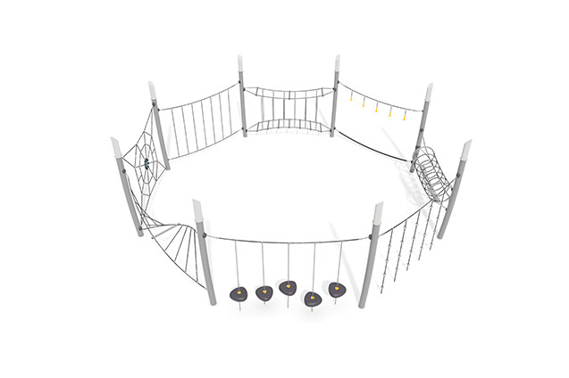 3D rendering af Dschungelspielplätze - Acrobat Hindernisparcours 7 grau/schwarz