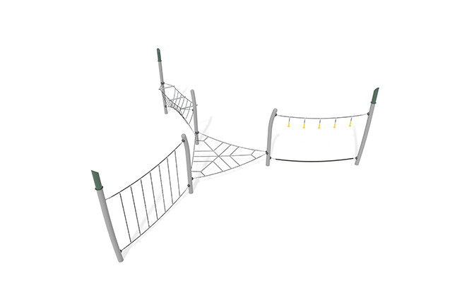 3D rendering af Dschungelspielplätze - Acrobat Hindernisbahn 8 grün/schwarz