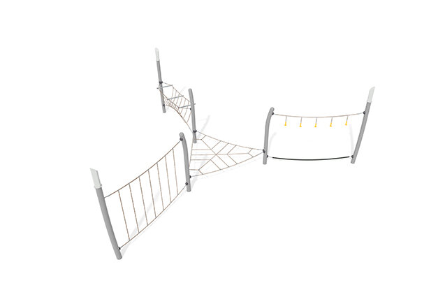 3D rendering af Dschungelspielplätze - Acrobat Hindernisbahn 8 grau/beige