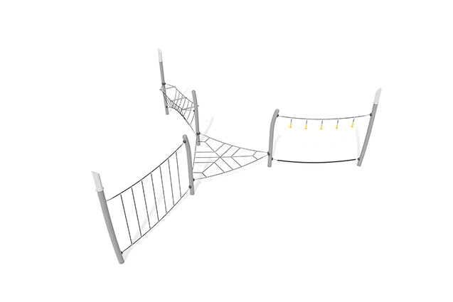3D rendering af Dschungelspielplätze - Acrobat Hindernisbahn 8 grau/schwarz
