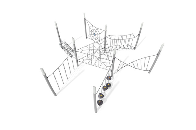 3D rendering af Dschungelspielplätze - Acrobat Hindernisbahn 9 grau/schwarz
