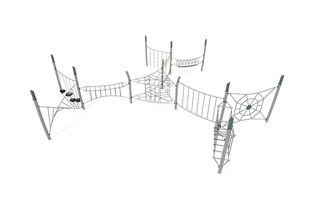 3D rendering af Dschungelspielplätze - Acrobat Hindernisbahn 10 grün/schwarz
