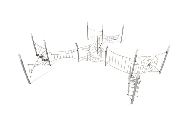 3D rendering af Dschungelspielplätze - Acrobat Hindernisbahn 10 grau/beige