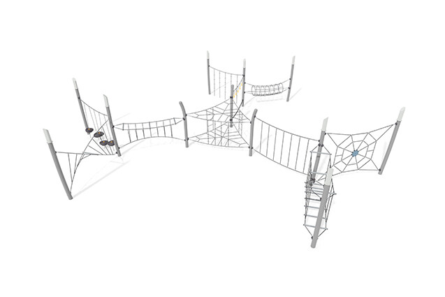 3D rendering af Dschungelspielplätze - Acrobat Hindernisbahn 10 grau/schwarz