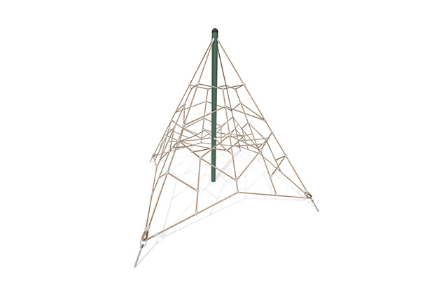 3D rendering af Kletternetz - Acrobat Pyramide 2 grün/beige