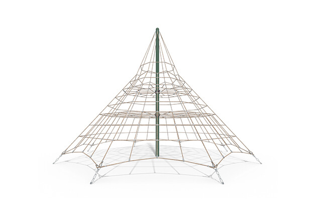 3D rendering af Kletternetz - Acrobat Pyramide 4 grün/beige