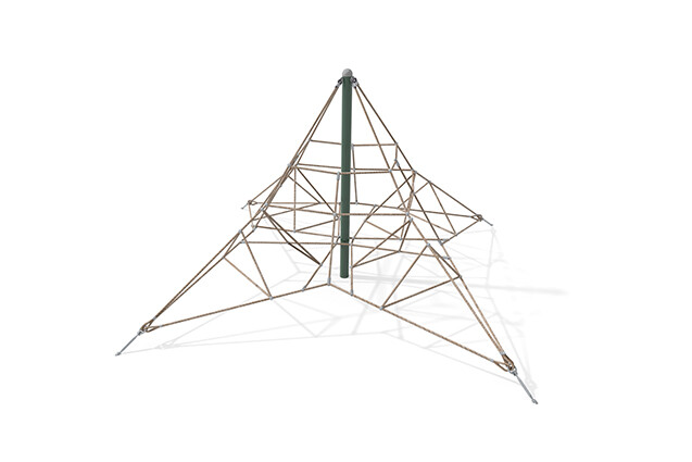 3D rendering af Kletternetz - Acrobat Pyramide 5 grün/beige