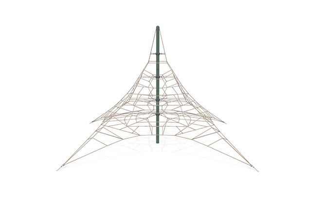 3D rendering af Kletternetz - Acrobat Pyramide 7 grün/beige