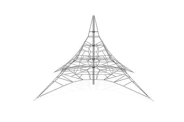 3D rendering af Kletternetz - Acrobat Pyramide 7 grau/schwarz