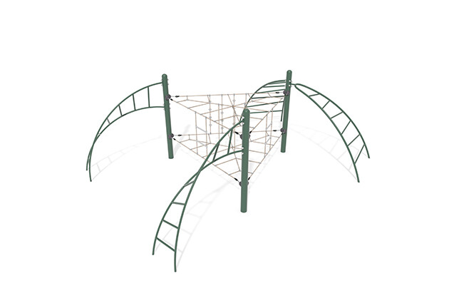 3D rendering af Kletternetz - Acrobat Dreieck grün/beige