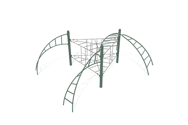 3D rendering af Kletternetz - Acrobat Dreieck grün/schwarz