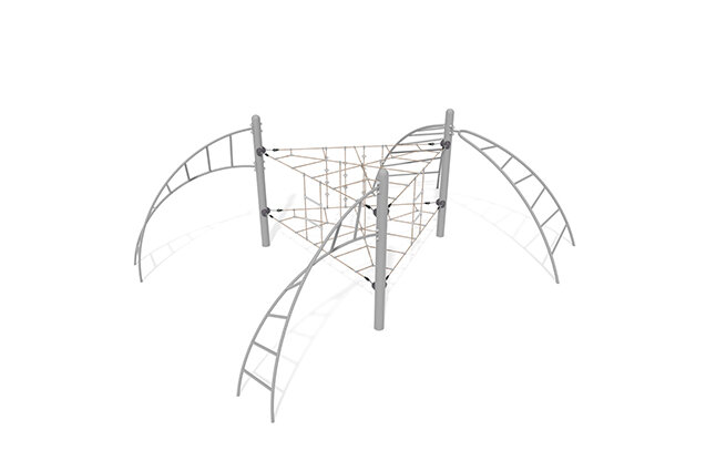 3D rendering af Kletternetz - Acrobat Dreieck grau/beige