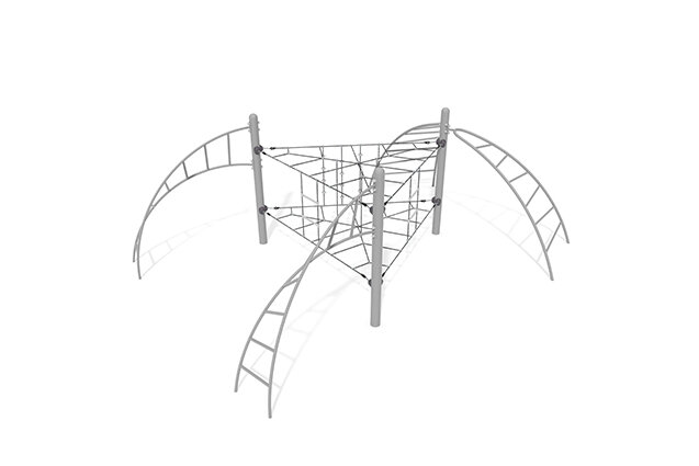3D rendering af Kletternetz - Akrobat Dreieck grau/schwarz