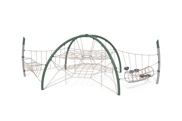 3D rendering af Kletternetz - Acrobat dome 2 grün/beige