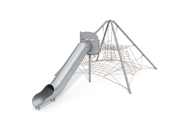 3D rendering af Kletternetz - Acrobat Pyramidenrutsche grau/beige