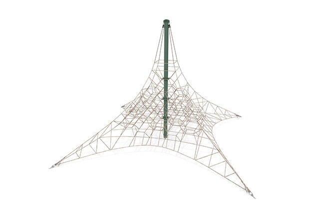 3D rendering af Kletternetz - Acrobat Pyramide 8 grün/beige