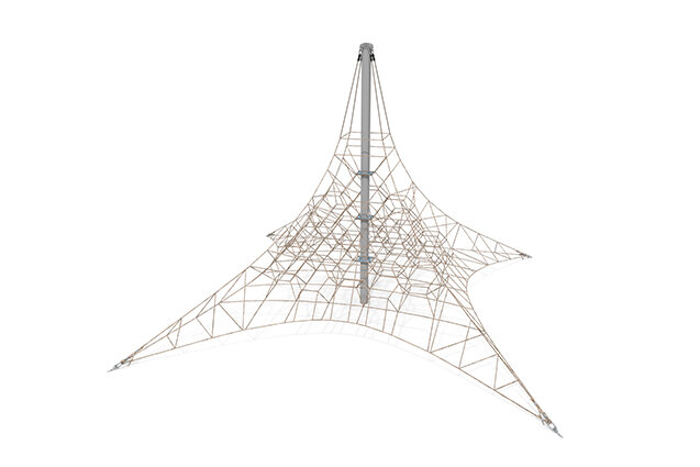 3D rendering af Kletternetz - Acrobat Pyramide 8 grau/beige