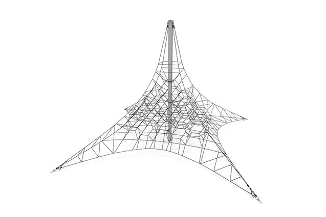3D rendering af Kletternetz - Acrobat Pyramide 8 grau/schwarz