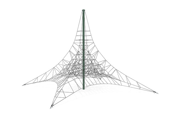 3D rendering af Kletternetz - Acrobat Pyramide 9 grün/beige