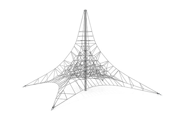 3D rendering af Kletternetz - Acrobat Pyramide 9 grau/schwarz