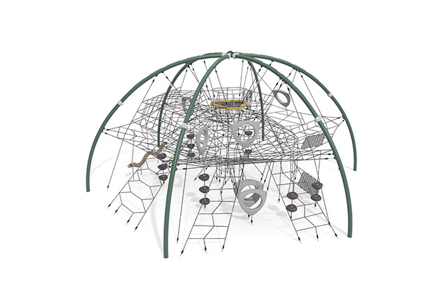 3D rendering af Kletternetz - Acrobat dome 3 grün/schwarz