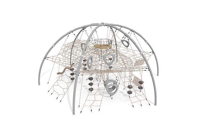 3D rendering af Kletternetz - Acrobat dome 3 grau/beige