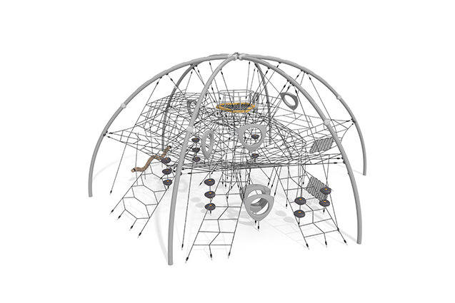 3D rendering af Kletternetz - Acrobat dome 3 grau/schwarz