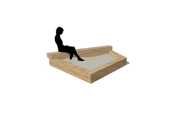 3D rendering af Sandkasten - m Sitzkante
