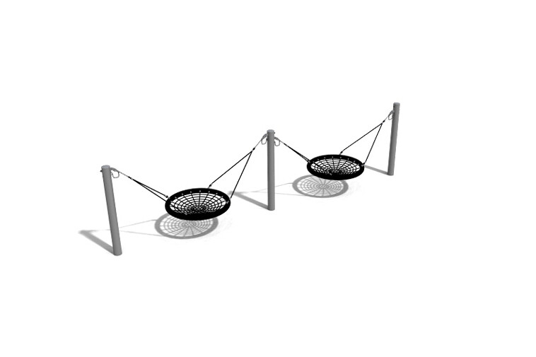 3D rendering af Schaukel - Vogelnest Stahl 2 Sitze Ø 1,2m