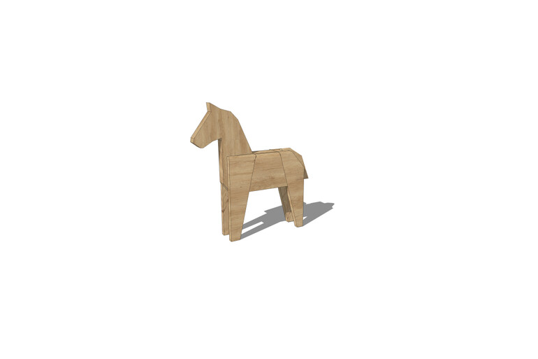 3D rendering af Spielskulptur - Pferd