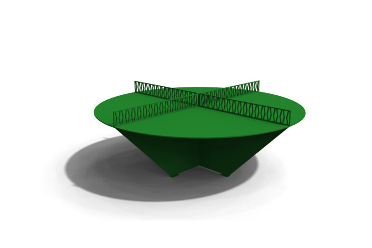 3D rendering af Pingout Tischtennisplatte - rund