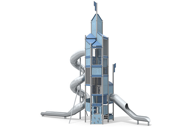 Spielturm - Mega Turm Röhrenrutsche blau