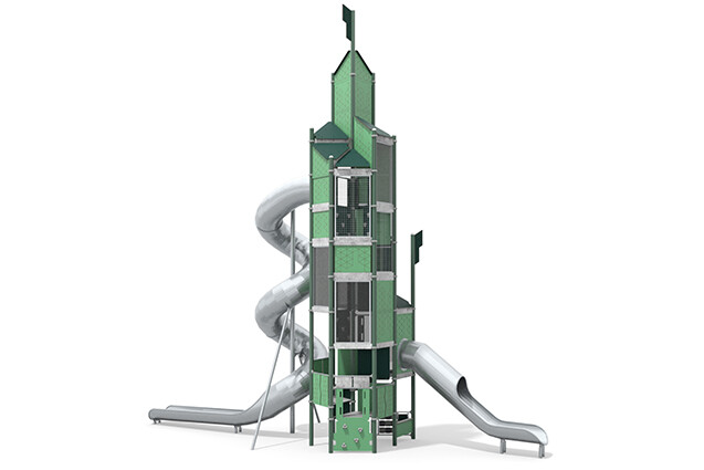 Spielturm - Mega Turm Röhrenrutsche grün