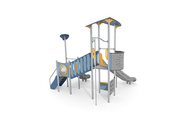 Spielturm - Aquarius INOX Turmplattform schräge Brücke