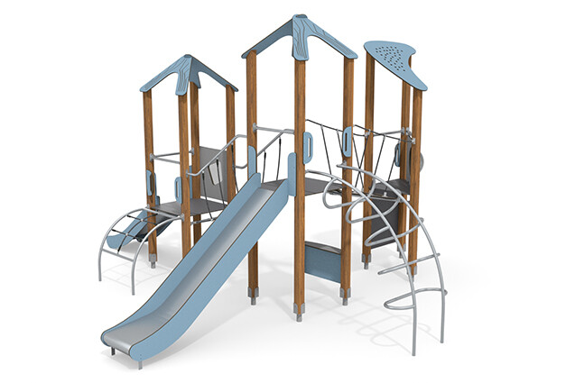 Spielturm - ECO dreifacher Turm Kletterleitern blau