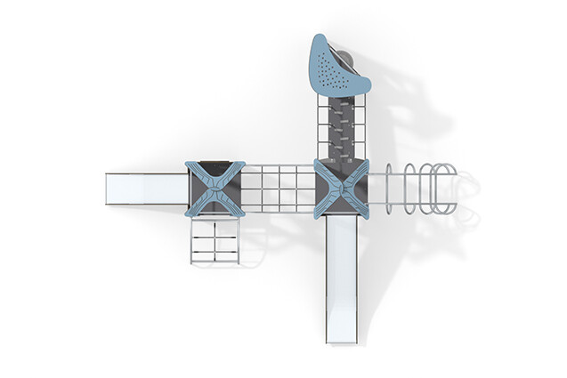 Spielturm - ECO dreifacher Turm Kletterleitern blau