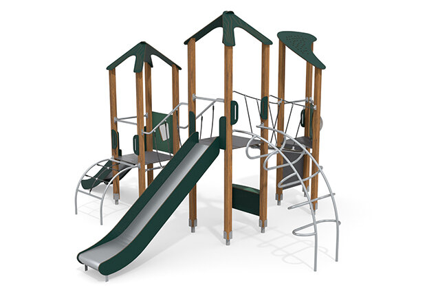 Spielturm - ECO dreifacher Turm Kletterleitern grün