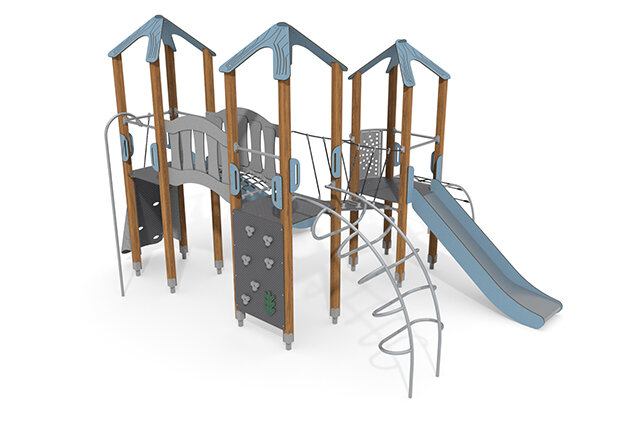 Spielturm - ECO dreifacher Turm Rutsche blau