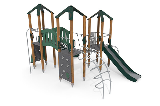 Spielturm - ECO dreifacher Turm Rutsche grün