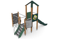 Spielturm - ECO doppelter Turm Kletterwand grün