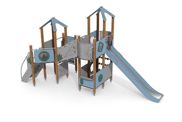 Spielturm - ECO zwei Türme Aktivitätstafeln blau