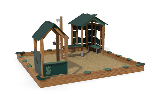 Sandkasten - ECO Sandkasten Umwelt zwei Spielhäuser grün