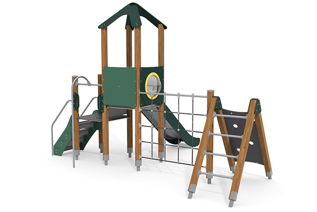 Spielturm - ECO einzelner Turm Kletternetz grün