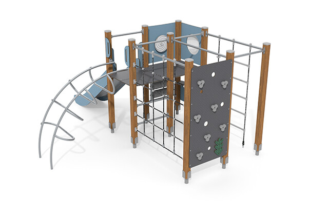 Spielturm - ECO einzelner Turm Kletteranlage blau