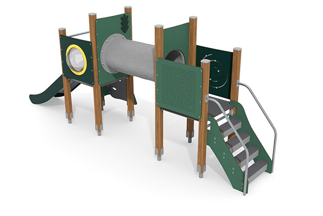 Spielturm - ECO doppelter Turm Kriechröhre grün