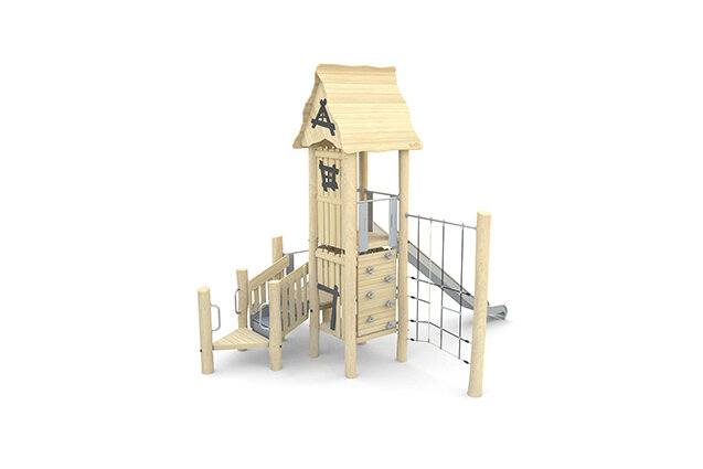 Spielturm - Robinie mit zwei Rutschen