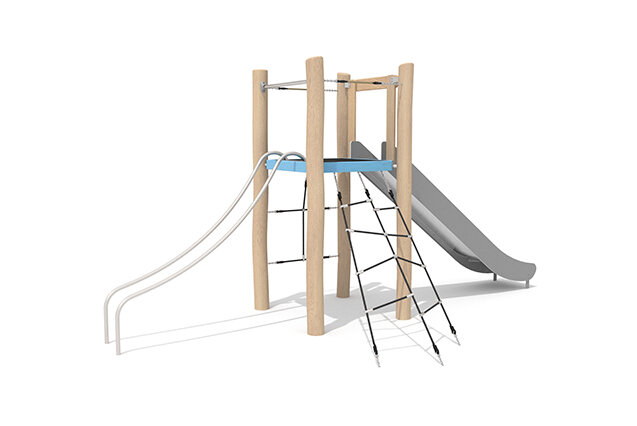 Spielturm - Robinia Scandic Einzelturm mit Rutsche und Kletterelementen