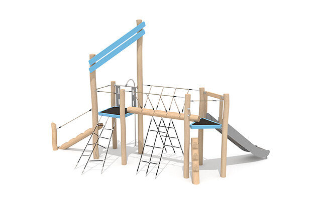 Spielturm - Robinia Scandic Doppelturm mit Feuerwehrstange